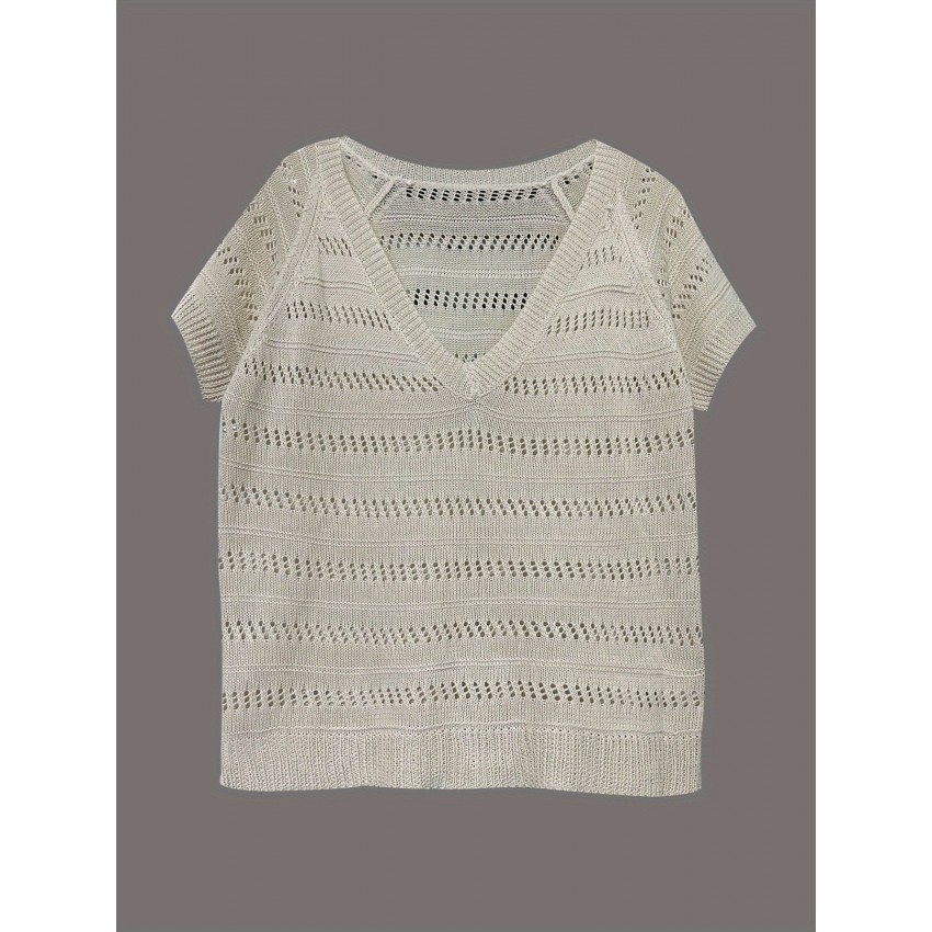Versatile Casual Hollow-out Pullover Knit Top Versatile Casual Hollow-out Pullover Knit Top