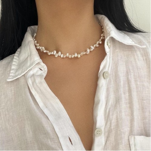 Natural Pearl Necklace Irregular Freshwater Pearl Necklace