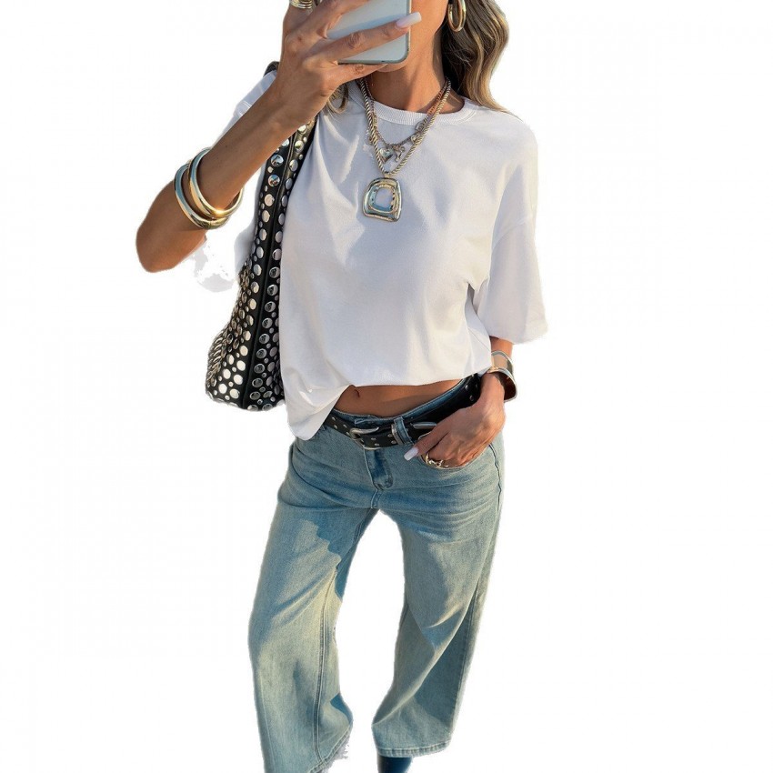 Womens Fashion Casual Crew-neck T-shirt Womens Fashion Casual Crew-neck T-shirt