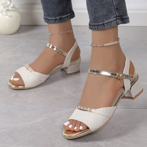 Sequin Open-toe Roman Low-heeled Sandals Sequin Open-toe Roman Low-heeled Sandals
