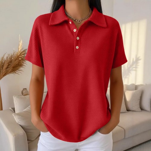 SpringSummer New Solid Color Loose Short-Sleeve Top