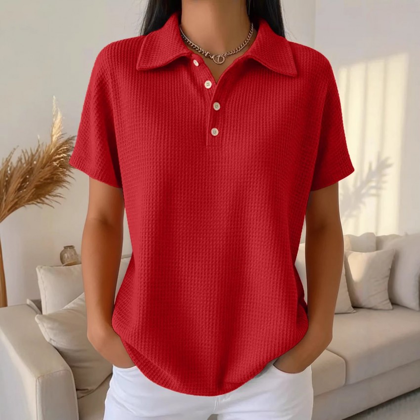 Casual Solid Color Short Sleeve Loose Fit Top Casual Solid Color Short Sleeve Loose Fit Top