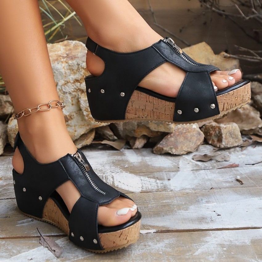 Summer Zipper Wedges Sandals Women's Lightweight Height Increasing Shoes Fashion Casual Sandals Summer Zipper Wedges Sandals Women's Lightweight Height Increasing Shoes Fashion Casual Sandals