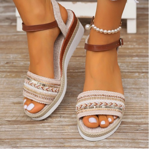 Women's Large Hemp Rope Edge Sole Sponge Cake Thick Sole Sandals Women's Large Hemp Rope Edge Sole Sponge Cake Thick Sole Sandals