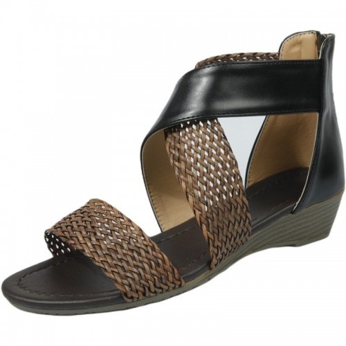 Hollow Braided Strap Ladies Sandals Open Toe Wedge Sandals Hollow Braided Strap Ladies Sandals Open Toe Wedge Sandals