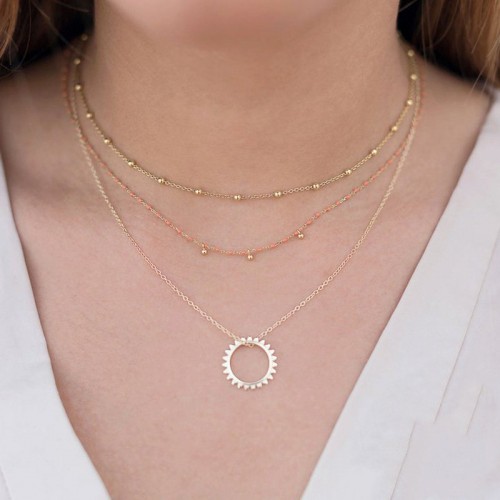 S925 Silver Fashion Simple Clavicle Necklace Necklace Sunlight Ring Pendant Female Necklace S925 Silver Fashion Simple Clavicle Necklace Necklace Sunlight Ring Pendant Female Necklace