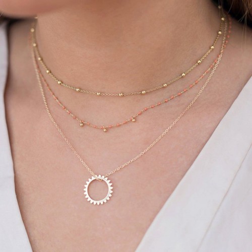S925 Silver Fashion Simple Clavicle Necklace Necklace Sunlight Ring Pendant Female Necklace S925 Silver Fashion Simple Clavicle Necklace Necklace Sunlight Ring Pendant Female Necklace