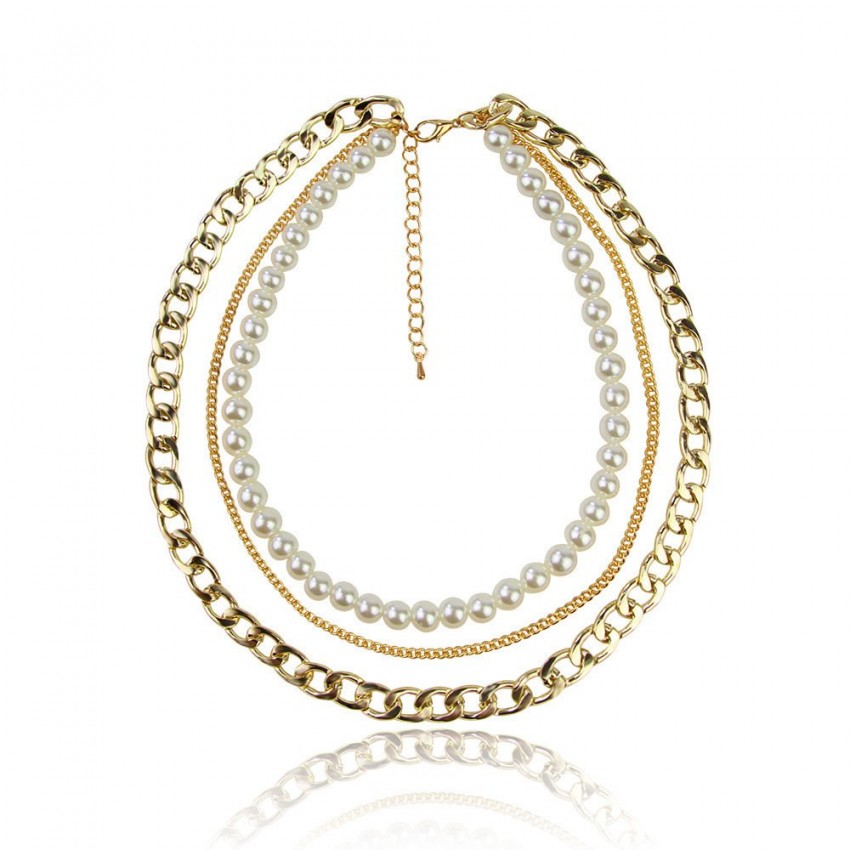 Elegant Temperament Pearl Necklace Popular Alloy Multilayer Necklace Elegant Temperament Pearl Necklace Popular Alloy Multilayer Necklace