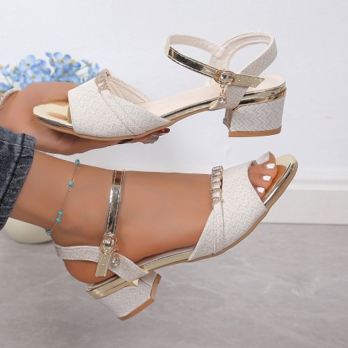 Sequin Open-toe Roman Low-heeled Sandals Sequin Open-toe Roman Low-heeled Sandals