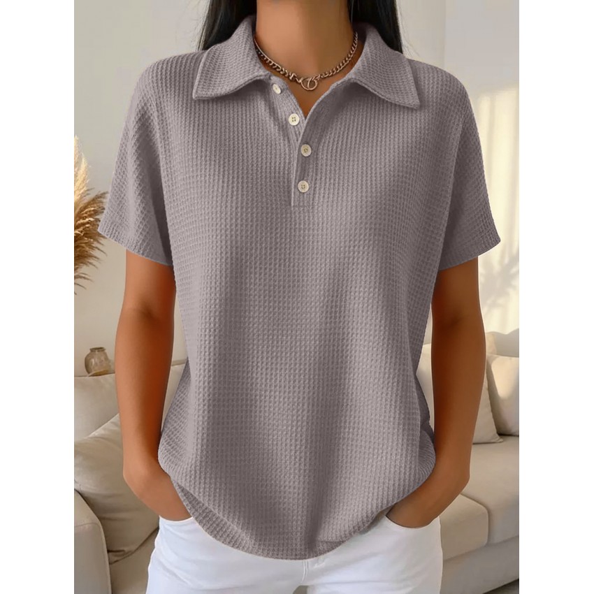 Casual Solid Color Short Sleeve Loose Fit Top Casual Solid Color Short Sleeve Loose Fit Top