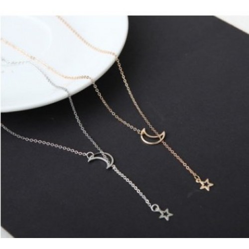 Simple Moon Star Necklace Clavicle Chain Short Necklace Simple Moon Star Necklace Clavicle Chain Short Necklace