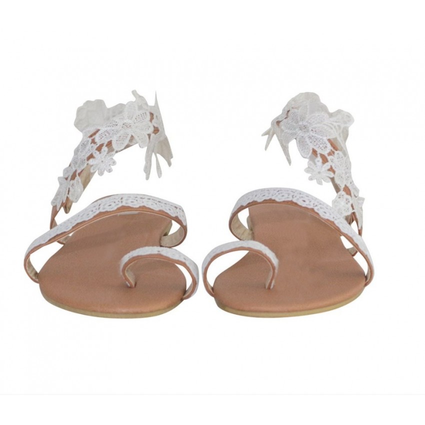 Women’s Flower Lace Sandals Lightweight Comfortable Summer Flat Slip-On Beach Shoes