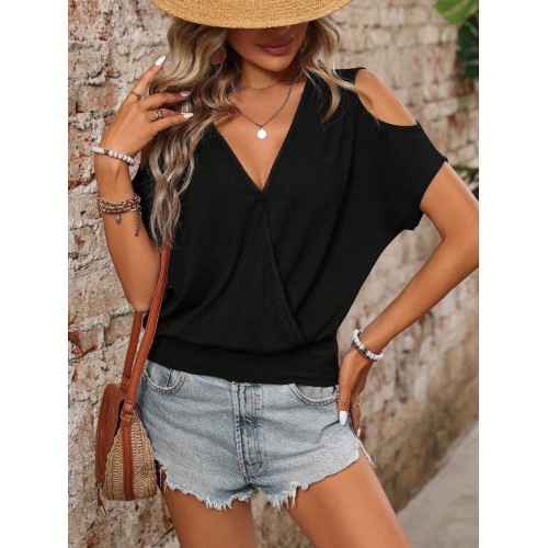 Womens Loose Casual Comfortable Solid-color Top