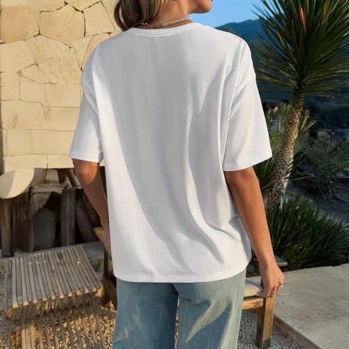 Womens Fashion Casual Crew-neck T-shirt