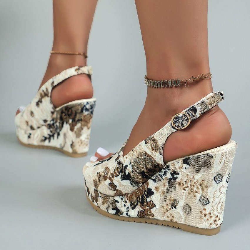 Wedge Sandals Fashion Embroidery Height Increasing