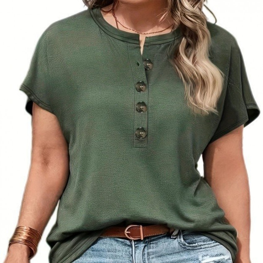 Spring Summer Womens Solid-Color Crewneck T-Shirt Spring Summer Womens Solid-Color Crewneck T-Shirt