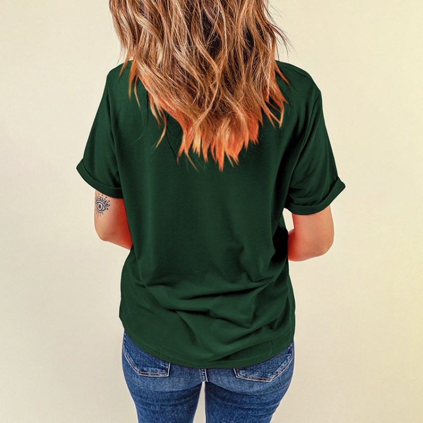 Solid-color Casual T-shirt Pullover Crew-neck Top For Women Solid-color Casual T-shirt Pullover Crew-neck Top For Women