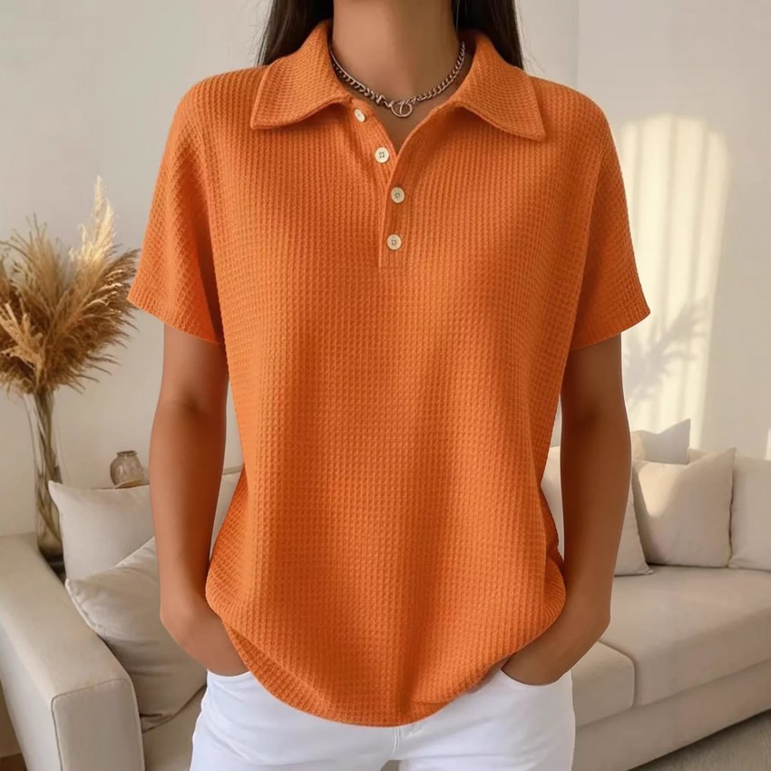 SpringSummer New Solid Color Loose Short-Sleeve Top