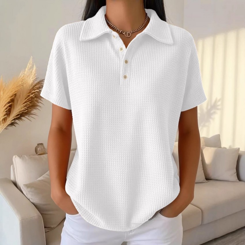 Casual Solid Color Short Sleeve Loose Fit Top Casual Solid Color Short Sleeve Loose Fit Top
