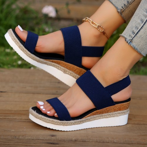 Peep Toe Plus Size Buckle Wedge Platform Peep Toe Plus Size Buckle Wedge Platform
