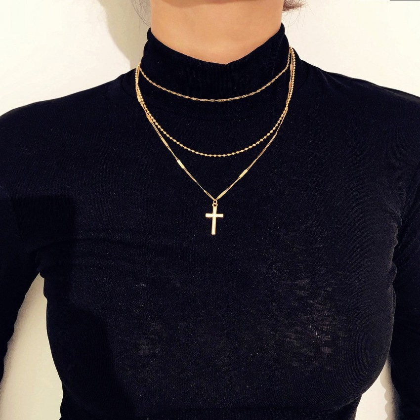 Women's Retro Cross Multi-layer Necklace Necklace Women's Retro Cross Multi-layer Necklace Necklace
