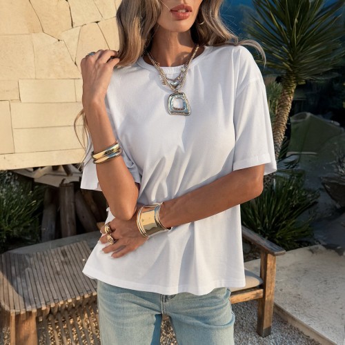 Womens Fashion Casual Crew-neck T-shirt