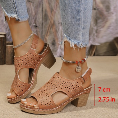 Women's High-heeled Sandals Plus Size Thick-soled Peep Toe Sandals Women's High-heeled Sandals Plus Size Thick-soled Peep Toe Sandals