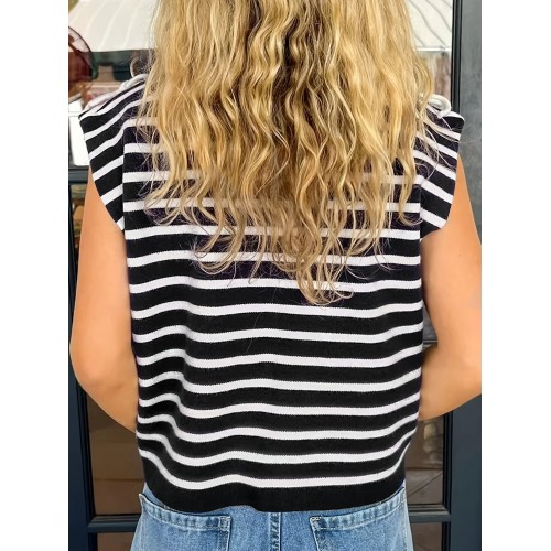 Womens Soft-Style Knitted Top With Bow-Knot And Short Sleeves Womens Soft-Style Knitted Top With Bow-Knot And Short Sleeves