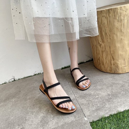 Fashion Cross Buckle Sandals Roman Flat Sandals Women's Shoes Fashion Cross Buckle Sandals Roman Flat Sandals Women's Shoes