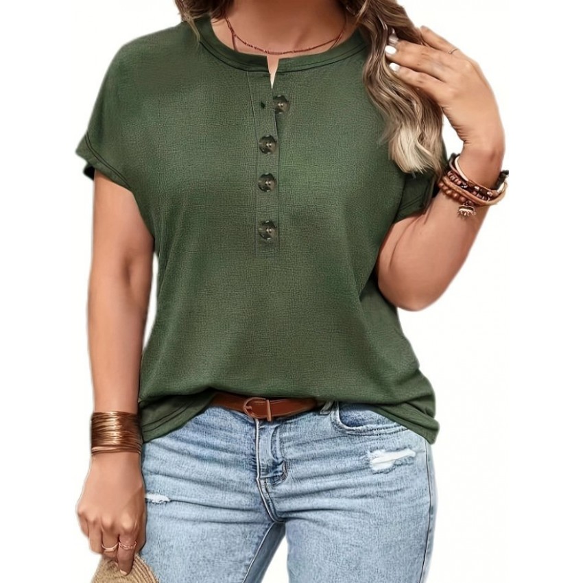 Spring Summer Womens Solid-Color Crewneck T-Shirt Spring Summer Womens Solid-Color Crewneck T-Shirt