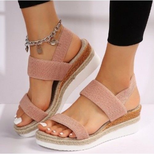Peep Toe Plus Size Buckle Wedge Platform Peep Toe Plus Size Buckle Wedge Platform