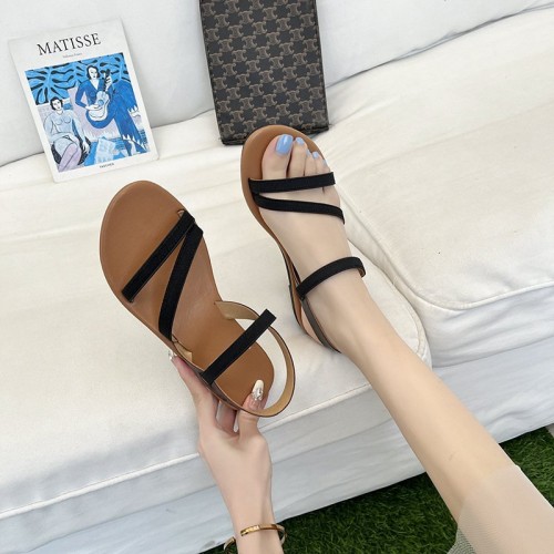 Fashion Cross Buckle Sandals Roman Flat Sandals Women's Shoes Fashion Cross Buckle Sandals Roman Flat Sandals Women's Shoes