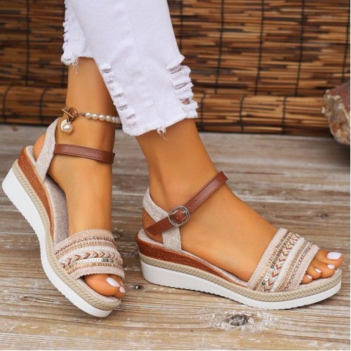 Women's Large Hemp Rope Edge Sole Sponge Cake Thick Sole Sandals Women's Large Hemp Rope Edge Sole Sponge Cake Thick Sole Sandals
