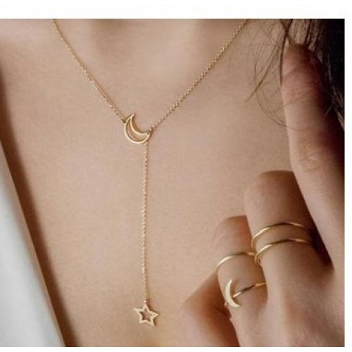 Simple Moon Star Necklace Clavicle Chain Short Necklace Simple Moon Star Necklace Clavicle Chain Short Necklace