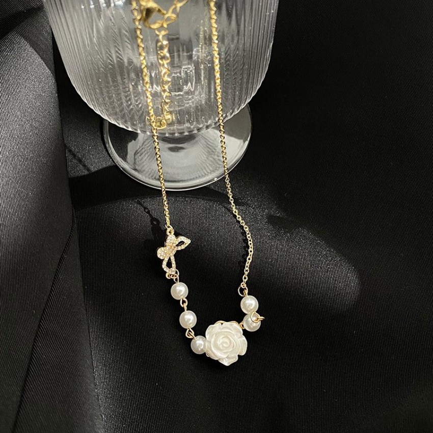 Rose Flower Necklace Clavicle Chain Necklace