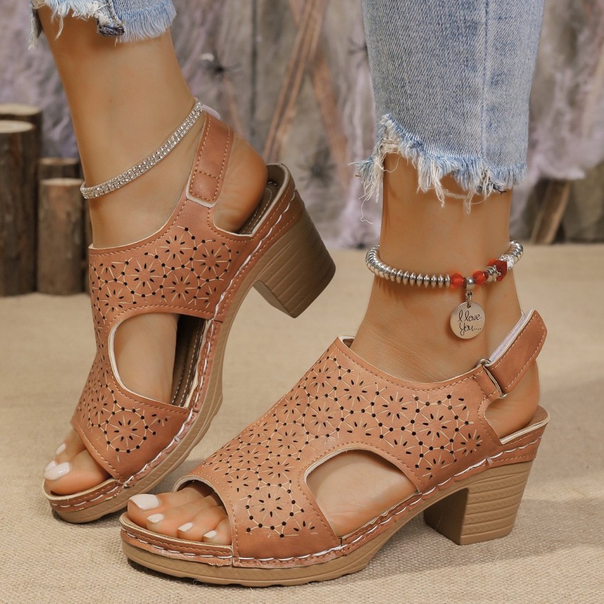 Women's High-heeled Sandals Plus Size Thick-soled Peep Toe Sandals