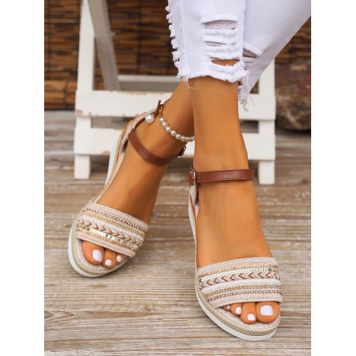 Women's Large Hemp Rope Edge Sole Sponge Cake Thick Sole Sandals Women's Large Hemp Rope Edge Sole Sponge Cake Thick Sole Sandals