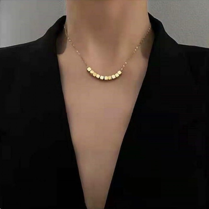 New Style Stainless Steel Jewelry 14K Gold-Plated Square Pendant Item