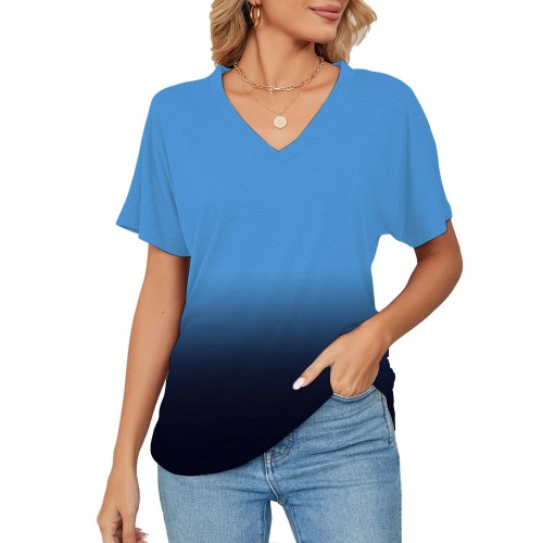 Women's T-shirt, Natural Plant And Floral Print, Casual V-neck Short Sleeves Women's T-shirt, Natural Plant And Floral Print, Casual V-neck Short Sleeves