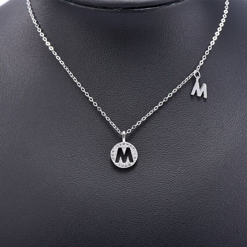 Sterling Silver Letter Necklace Female Micro Inlaid Pendant Necklace Sterling Silver Letter Necklace Female Micro Inlaid Pendant Necklace