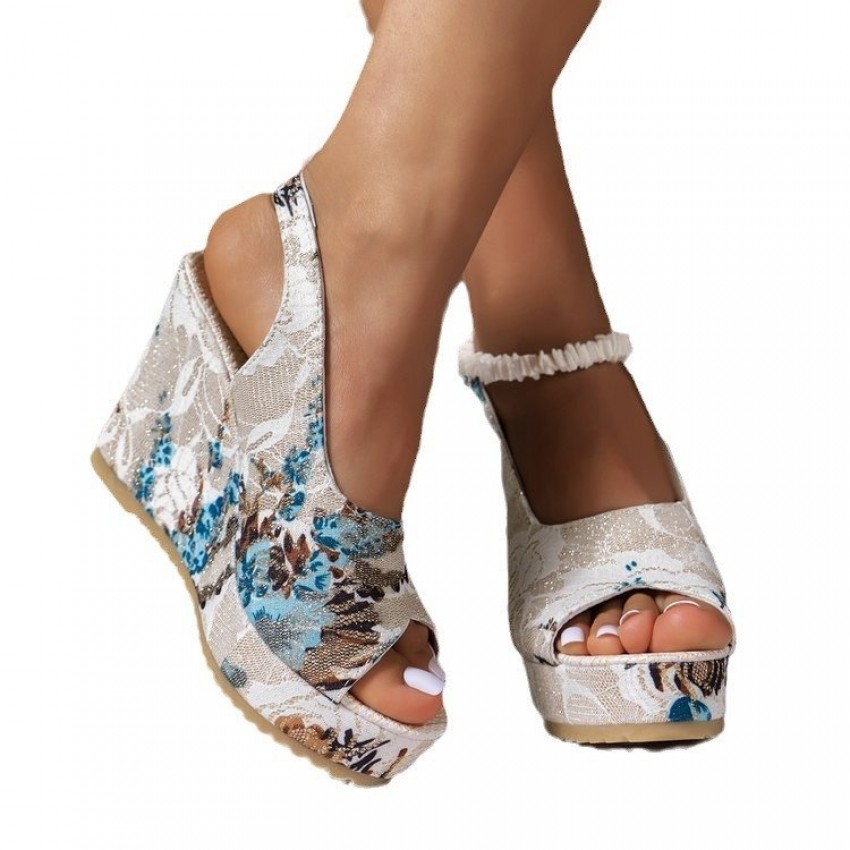 Wedge Sandals Fashion Embroidery Height Increasing