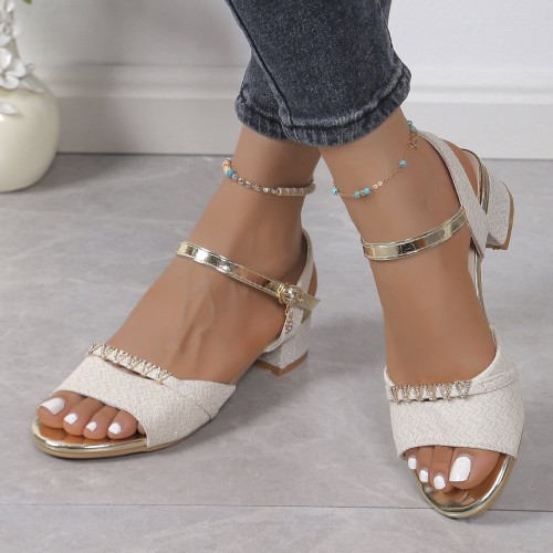 Sequin Open-toe Roman Low-heeled Sandals Sequin Open-toe Roman Low-heeled Sandals