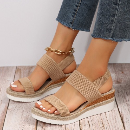 Peep Toe Plus Size Buckle Wedge Platform Peep Toe Plus Size Buckle Wedge Platform