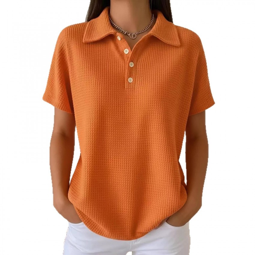 Casual Solid Color Short Sleeve Loose Fit Top Casual Solid Color Short Sleeve Loose Fit Top