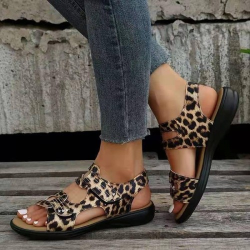 Wedge Hook And Loop Fastener Platform Large Size Casual Beach Sandals