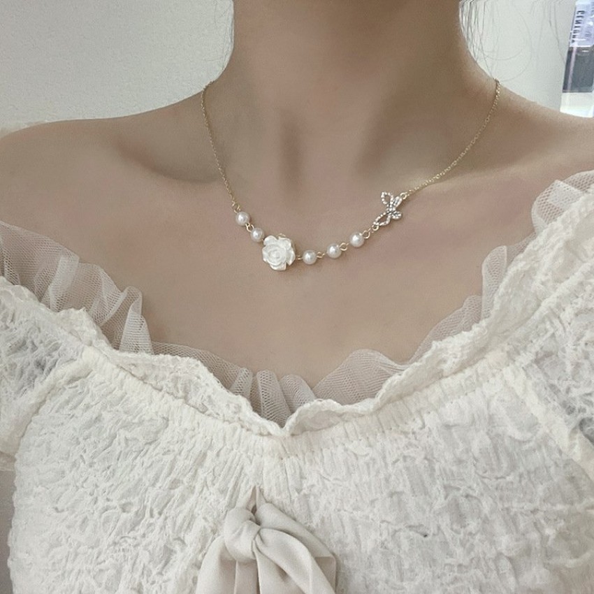Rose Flower Necklace Clavicle Chain Necklace
