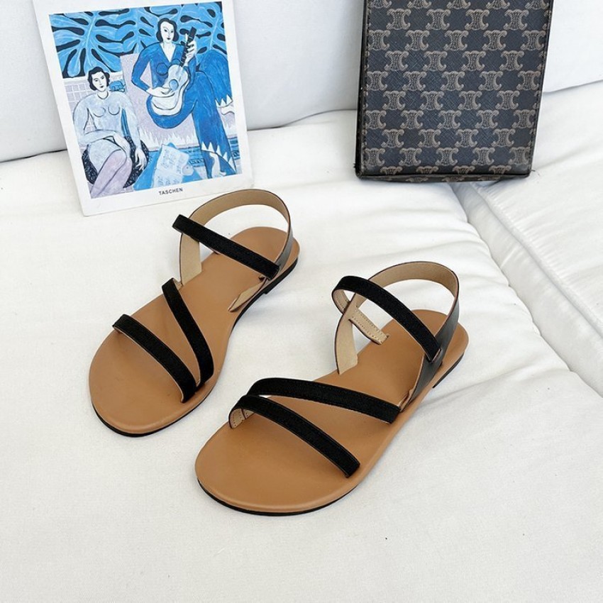 Fashion Cross Buckle Sandals Roman Flat Sandals Women's Shoes