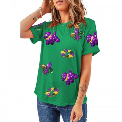 Solid-color Casual T-shirt Pullover Crew-neck Top For Women Solid-color Casual T-shirt Pullover Crew-neck Top For Women