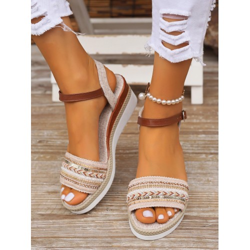 Women's Large Hemp Rope Edge Sole Sponge Cake Thick Sole Sandals Women's Large Hemp Rope Edge Sole Sponge Cake Thick Sole Sandals