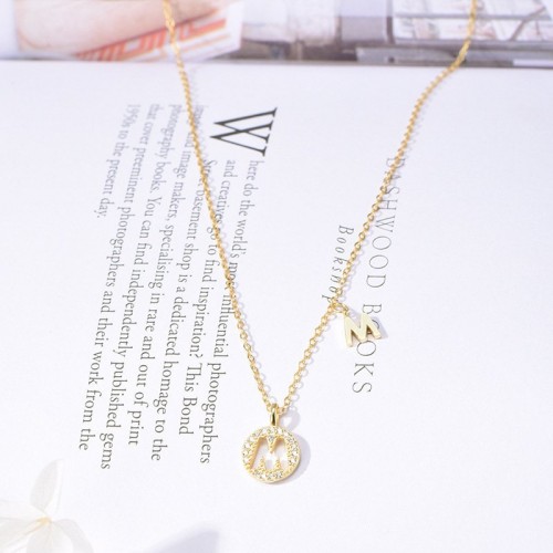 Sterling Silver Letter Necklace Female Micro Inlaid Pendant Necklace Sterling Silver Letter Necklace Female Micro Inlaid Pendant Necklace